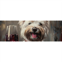 Lade das Bild in den Galerie-Viewer, Aluminiumbild gebürstet Weißer Terrier mit Weinglas Panorama