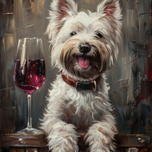 Lade das Bild in den Galerie-Viewer, Spannrahmenbild Weißer Terrier mit Weinglas Quadrat