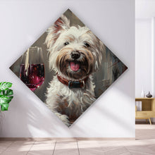 Lade das Bild in den Galerie-Viewer, Acrylglasbild Weißer Terrier mit Weinglas Raute
