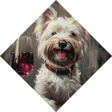 Lade das Bild in den Galerie-Viewer, Aluminiumbild Weißer Terrier mit Weinglas Raute