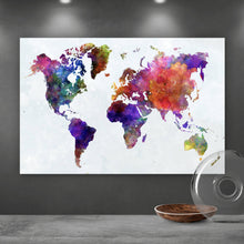 Lade das Bild in den Galerie-Viewer, Aluminiumbild Weltkarte Aquarell Querformat