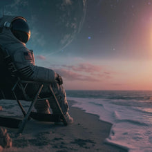 Lade das Bild in den Galerie-Viewer, Poster Weltraum Sonnenuntergang am Strand Quadrat