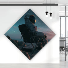 Lade das Bild in den Galerie-Viewer, Aluminiumbild Weltraum Sonnenuntergang am Strand Raute