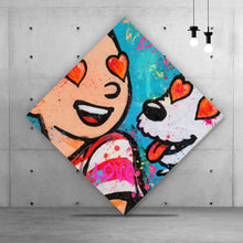 Lade das Bild in den Galerie-Viewer, Aluminiumbild gebürstet Wild Love Pop Art Raute