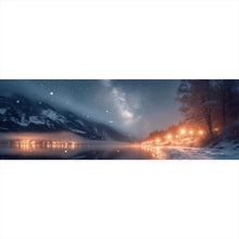 Lade das Bild in den Galerie-Viewer, Poster Winterliche Landschaft mit funkelndem Sternenhimmel Panorama
