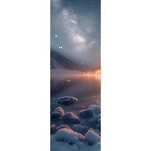 Lade das Bild in den Galerie-Viewer, Leinwandbild Winterliche Landschaft mit funkelndem Sternenhimmel Panorama Hoch
