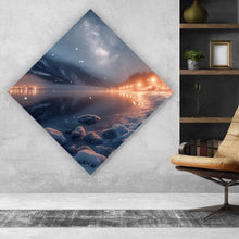Lade das Bild in den Galerie-Viewer, Acrylglasbild Winterliche Landschaft mit funkelndem Sternenhimmel Raute