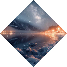 Lade das Bild in den Galerie-Viewer, Poster Winterliche Landschaft mit funkelndem Sternenhimmel Raute