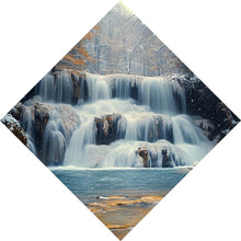 Lade das Bild in den Galerie-Viewer, Acrylglasbild Winterlicher Wasserfall in verschneiter Waldlandschaft Raute