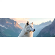 Lade das Bild in den Galerie-Viewer, Leinwandbild Wolf majestätisch mit Berglandschaft Panorama