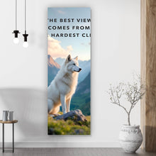 Lade das Bild in den Galerie-Viewer, Leinwandbild Wolf majestätisch mit Berglandschaft Panorama Hoch