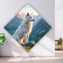 Lade das Bild in den Galerie-Viewer, Poster Wolf majestätisch mit Berglandschaft Raute