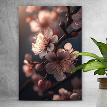 Lade das Bild in den Galerie-Viewer, Spannrahmenbild Zarte Kirschblüten im sanften Sonnenlicht leuchten prachtvoll Hochformat