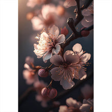 Lade das Bild in den Galerie-Viewer, Spannrahmenbild Zarte Kirschblüten im sanften Sonnenlicht leuchten prachtvoll Hochformat