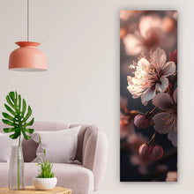 Lade das Bild in den Galerie-Viewer, Acrylglasbild Zarte Kirschblüten im sanften Sonnenlicht leuchten prachtvoll Panorama Hoch
