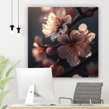 Lade das Bild in den Galerie-Viewer, Acrylglasbild Zarte Kirschblüten im sanften Sonnenlicht leuchten prachtvoll Quadrat