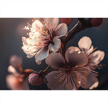 Lade das Bild in den Galerie-Viewer, Spannrahmenbild Zarte Kirschblüten im sanften Sonnenlicht leuchten prachtvoll Querformat