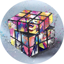 Lade das Bild in den Galerie-Viewer, Aluminiumbild gebürstet Zauberwürfel Pop Art No.2 Kreis