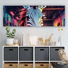 Lade das Bild in den Galerie-Viewer, Poster Zebra in bunter surrealer Umgebung Panorama