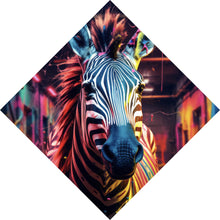 Lade das Bild in den Galerie-Viewer, Leinwandbild Zebra in bunter surrealer Umgebung Raute