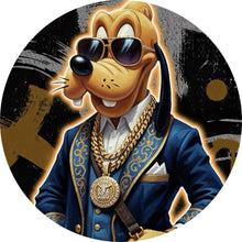 Lade das Bild in den Galerie-Viewer, Aluminiumbild Zeichentrickfigur Fashion mit Sonnenbrille und Jacke No.2 Kreis