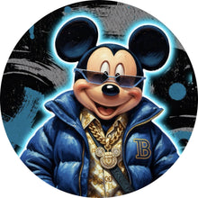 Lade das Bild in den Galerie-Viewer, Aluminiumbild Zeichentrickfigur Fashion mit Sonnenbrille und Jacke No.3 Kreis