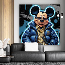 Lade das Bild in den Galerie-Viewer, Aluminiumbild Zeichentrickfigur Fashion mit Sonnenbrille und Jacke No.3 Quadrat