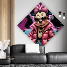 Lade das Bild in den Galerie-Viewer, Spannrahmenbild Zeichentrickfigur Fashion mit Sonnenbrille und Jacke No.4 Raute