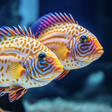 Lade das Bild in den Galerie-Viewer, Leinwandbild Zwei bunte Fische im klaren Wasser Quadrat