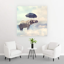 Lade das Bild in den Galerie-Viewer, Acrylglasbild Elefant mit Regenschirm Quadrat