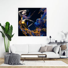 Lade das Bild in den Galerie-Viewer, Acrylglasbild Sinnliche Frau in Farbwellen Quadrat