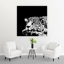 Lade das Bild in den Galerie-Viewer, Poster Leopard in Schwarz Weiß Quadrat