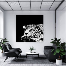 Lade das Bild in den Galerie-Viewer, Poster Leopard in Schwarz Weiß Quadrat