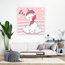 Lade das Bild in den Galerie-Viewer, Leinwandbild Schlafendes Einhorn Quadrat