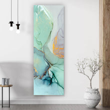 Lade das Bild in den Galerie-Viewer, Leinwandbild Fluid Art Pastell mit Gold Panorama Hoch