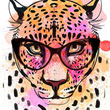 Lade das Bild in den Galerie-Viewer, Acrylglasbild Leopard im Zeichenstil Aquarell Quadrat