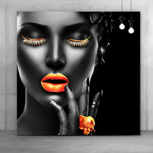 Lade das Bild in den Galerie-Viewer, Acrylglasbild Orangene Lippen No. 2 Quadrat