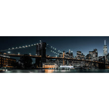Lade das Bild in den Galerie-Viewer, Leinwandbild Brooklyn Bridge bei Nacht Panorama