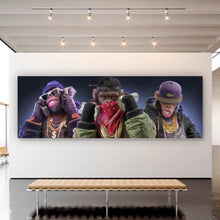 Lade das Bild in den Galerie-Viewer, Leinwandbild 3 Gangster Affen Digital Art Panorama