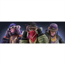 Lade das Bild in den Galerie-Viewer, Aluminiumbild 3 Gangster Affen Digital Art Panorama