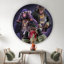 Lade das Bild in den Galerie-Viewer, Aluminiumbild gebürstet 3 Gangster Affen No.1 Digital Art Kreis