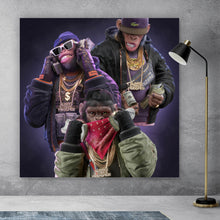 Lade das Bild in den Galerie-Viewer, Leinwandbild 3 Gangster Affen No.1 Digital Art Quadrat