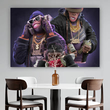 Lade das Bild in den Galerie-Viewer, Leinwandbild 3 Gangster Affen No.1 Digital Art Querformat