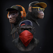 Lade das Bild in den Galerie-Viewer, Aluminiumbild gebürstet 3 weise Affen 3 wise monkeys Gangster Quadrat