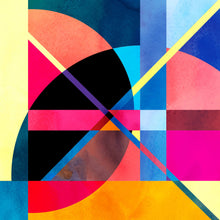 Lade das Bild in den Galerie-Viewer, Aluminiumbild gebürstet Abstrakte Aquarell Elemente Quadrat