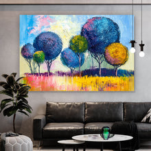 Lade das Bild in den Galerie-Viewer, Acrylglasbild Abstrakte Bunte Bäume Querformat