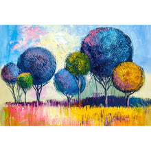 Lade das Bild in den Galerie-Viewer, Acrylglasbild Abstrakte Bunte Bäume Querformat