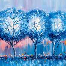 Lade das Bild in den Galerie-Viewer, Acrylglasbild Abstrakte Blaue Bäume Quadrat