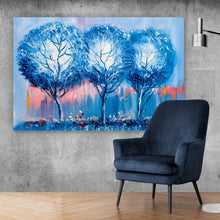 Lade das Bild in den Galerie-Viewer, Poster Abstrakte Blaue Bäume Querformat