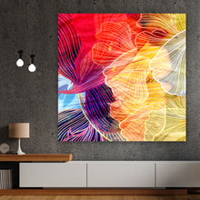 Lade das Bild in den Galerie-Viewer, Acrylglasbild Abstrakte Bunte Blätter Quadrat